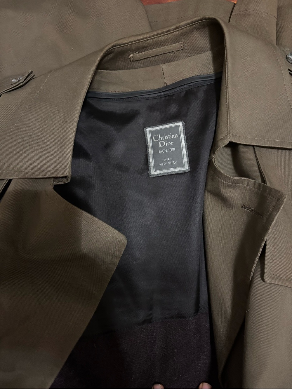Christian Dior Trench Coat in Olive Green.